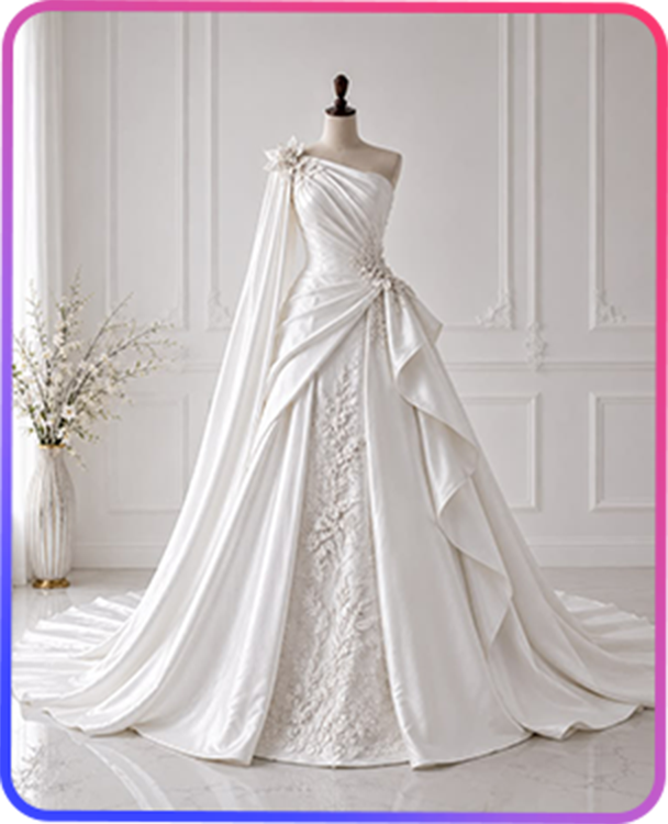 White wedding dress selected for try-on